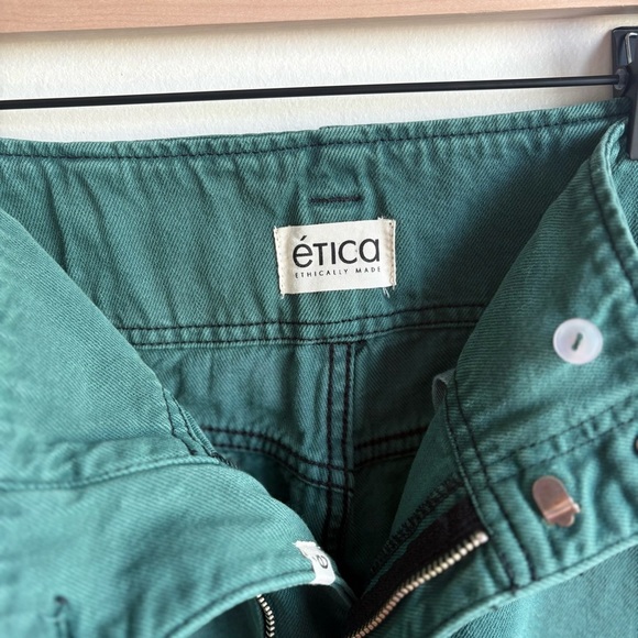 Etica Women’s Barrel Leg Doyle Biker Pants in Quetzal Green Size 31 - Picture 12 of 13